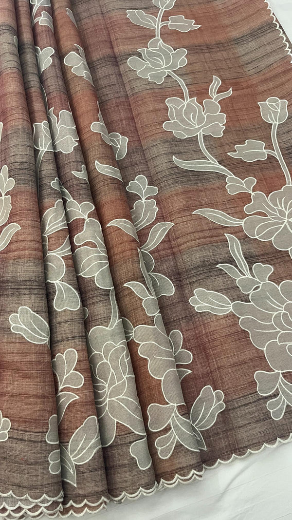 Linen Tissue Appliqué Saree