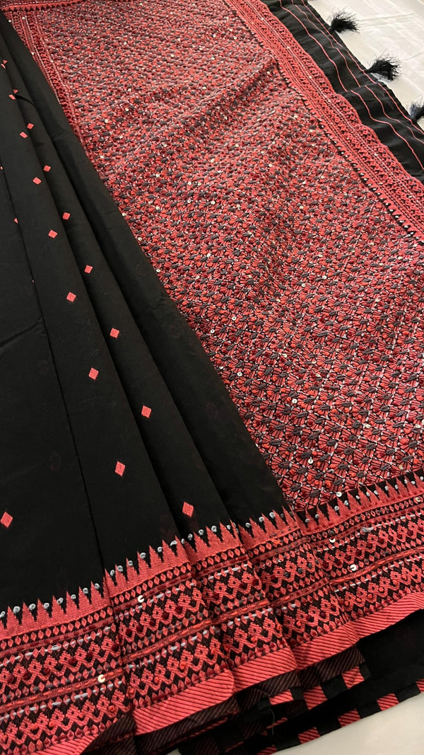 Cotton Saree with French Knot Embroidery