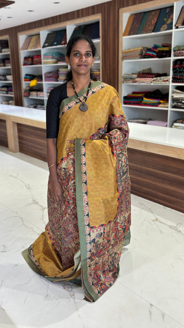 Mithila Art Printed Fancy Cotton Saree