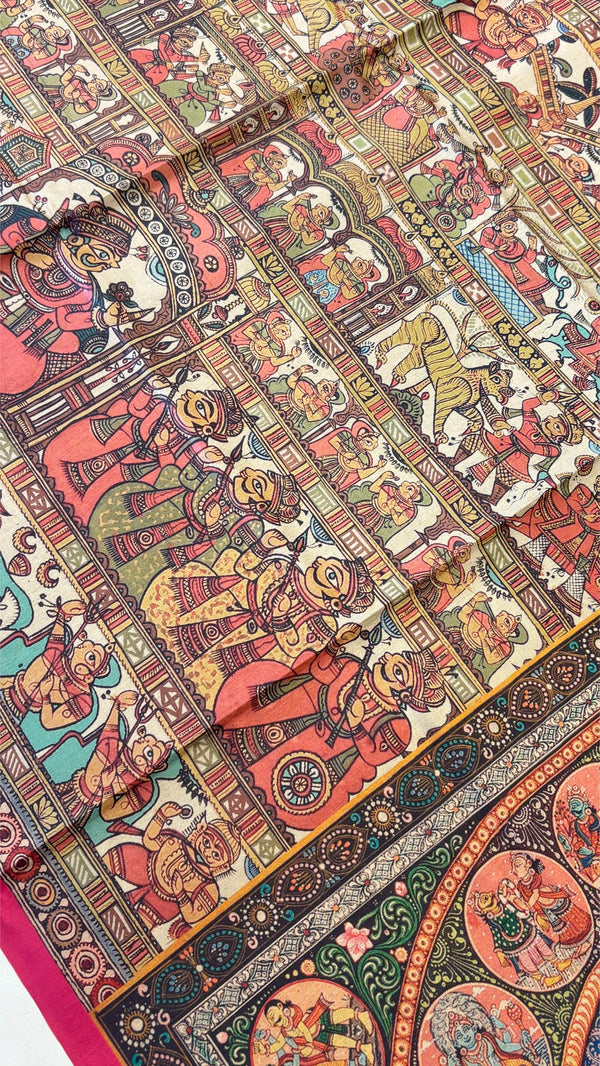 Mithila Art Printed Fancy Cotton Sarees