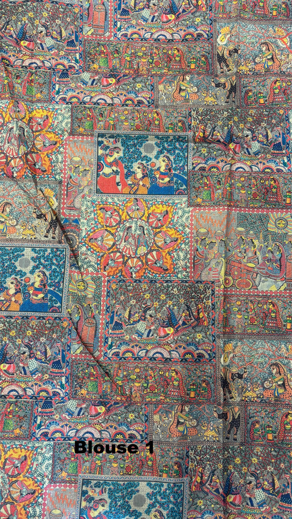 Mithila Art Printed Fancy Cotton Sarees