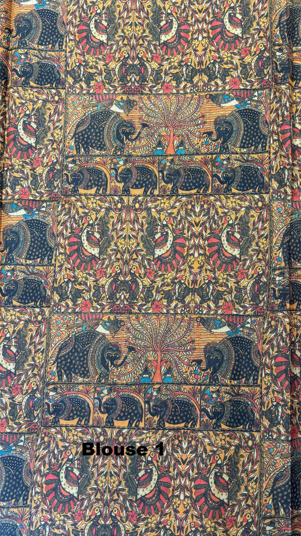 Mithila Art Printed Fancy Cotton Saree