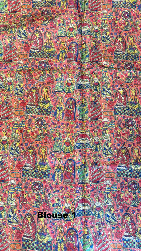 Mithila Art Printed Fancy Cotton Saree
