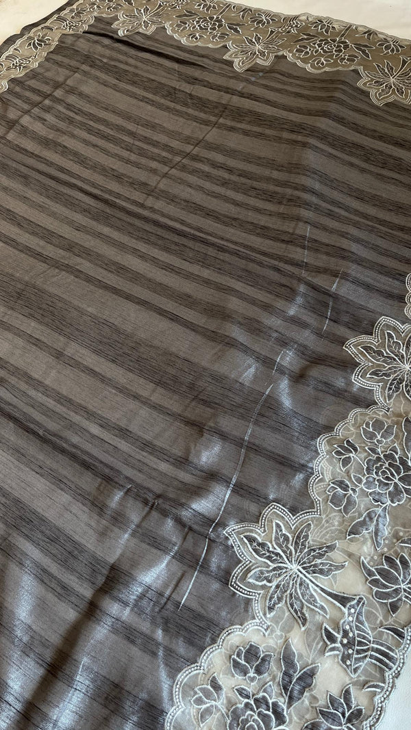 KeechaTussar with Organza Border