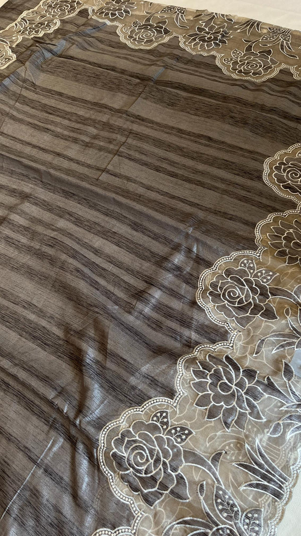 KeechaTussar with Organza Border