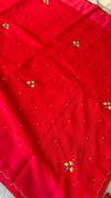 RAW GREEN SILK SAREE WITH BULLIAN FRENCH KNOT