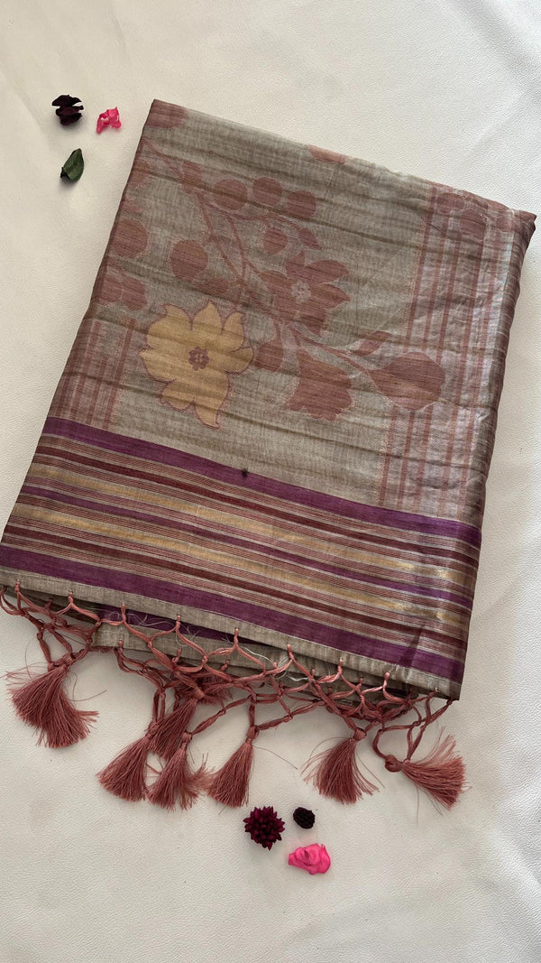 Kosha Silk Saree with Rosegold Zari