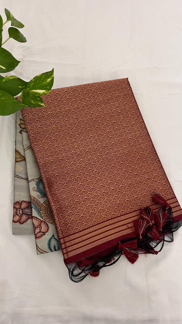 Art silk-penkalamkari saree