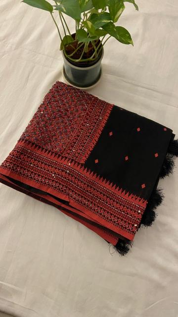 Cotton Saree with French Knot Embroidery