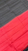 Semi Tussar - Black & Red checks