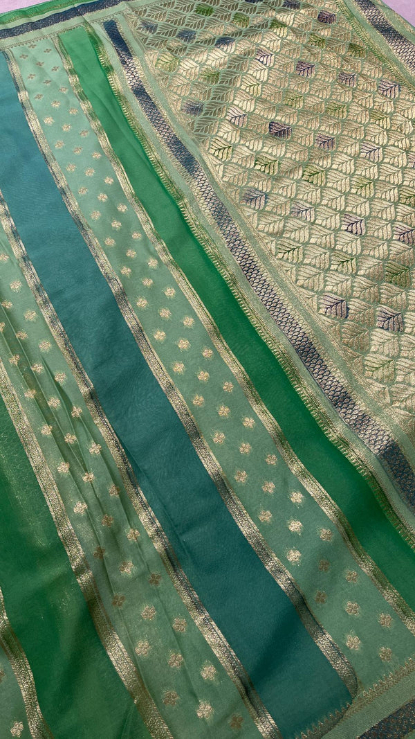 Hand brush painted Banarasi saree