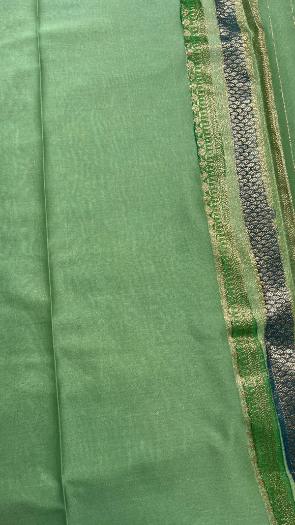 Hand brush painted Banarasi saree