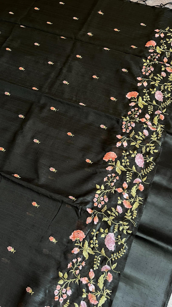 Black Elegance Matka Tussar Saree