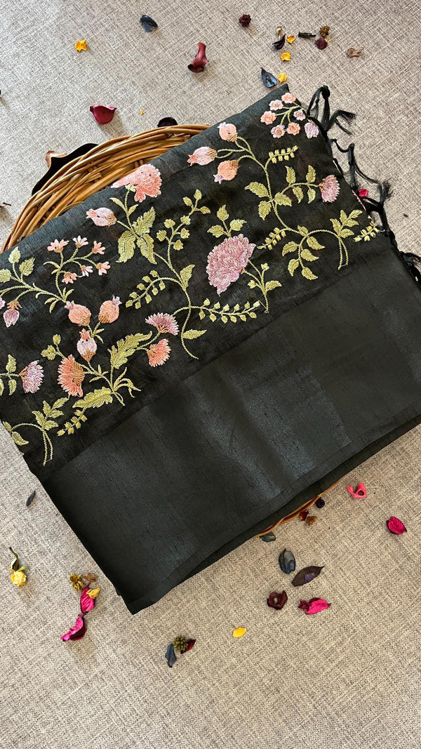 Black Elegance Matka Tussar Saree