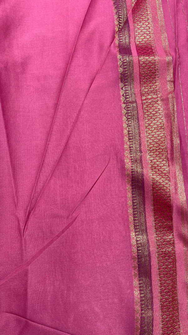 Handbrush painted Banarasi saree